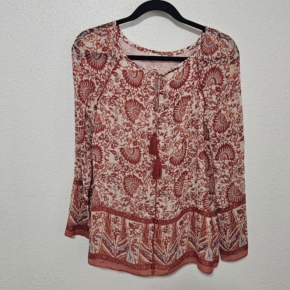 Tory Burch 100% silk top boho style size 4